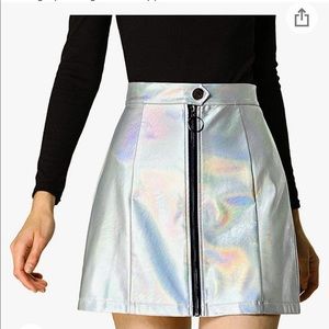 Metallic Holographic Silver Mini Skirt!